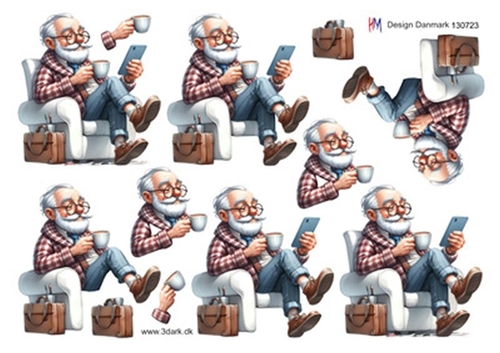 3D Ældre mand med kaffe